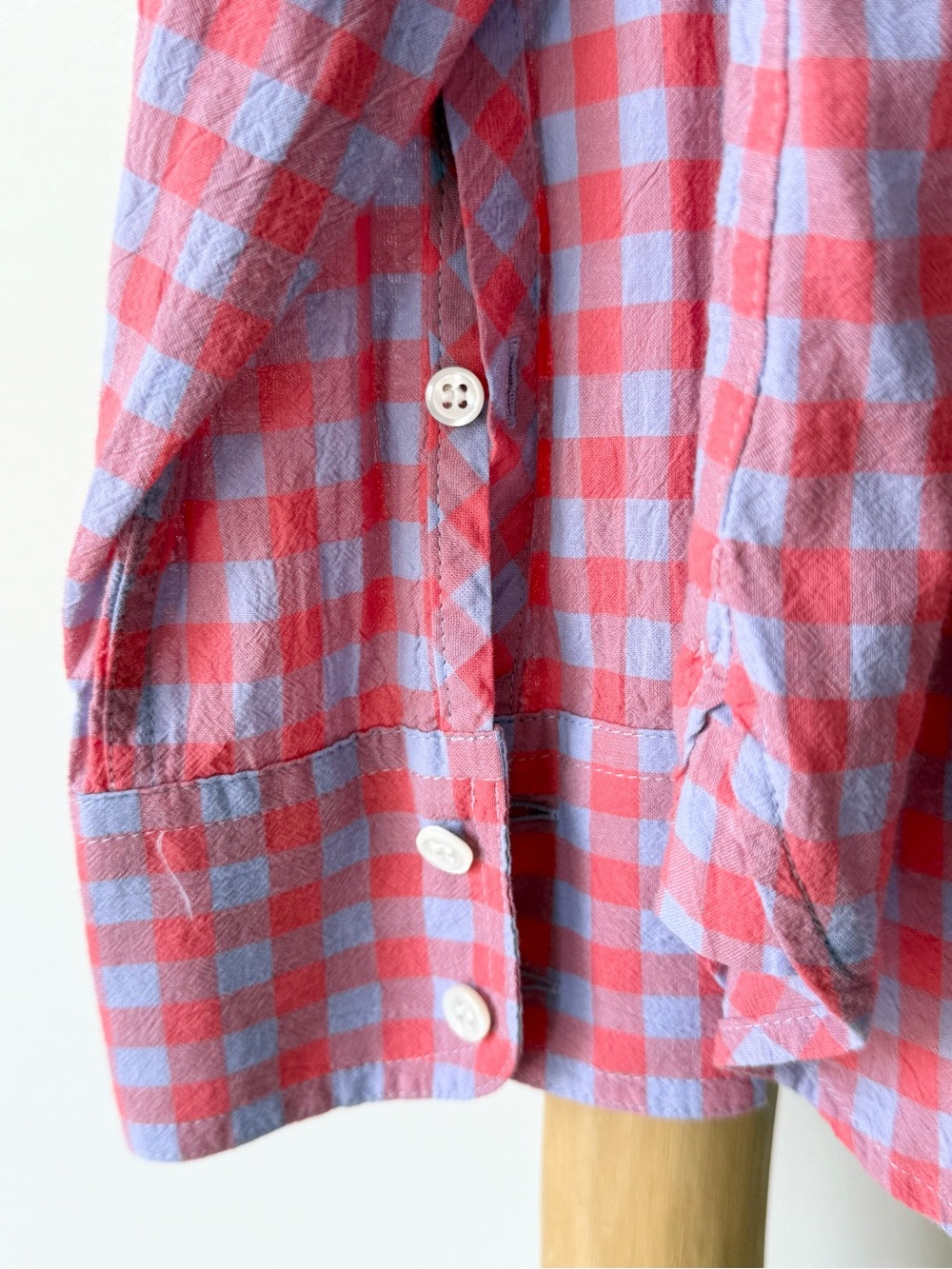 J Crew Women’s Classic Fit Boy Shirt in Crinkle Gingham Cotton Purple Pink 12 - Picture 5 of 8